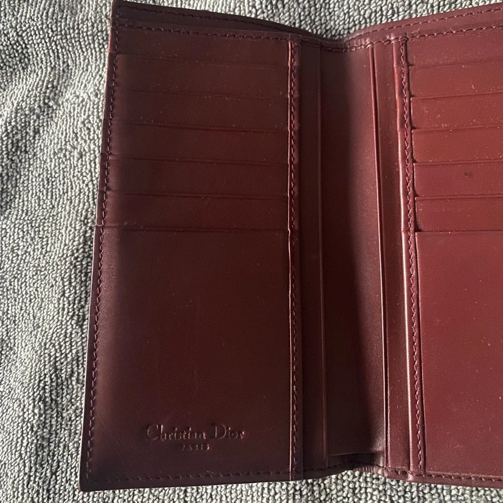 Dior Bordeaux Monogram Trotter Saddle Wallet